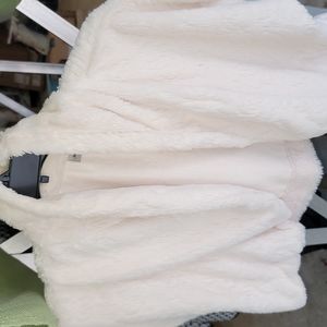 Cream-colored Faux-Fur Shrug